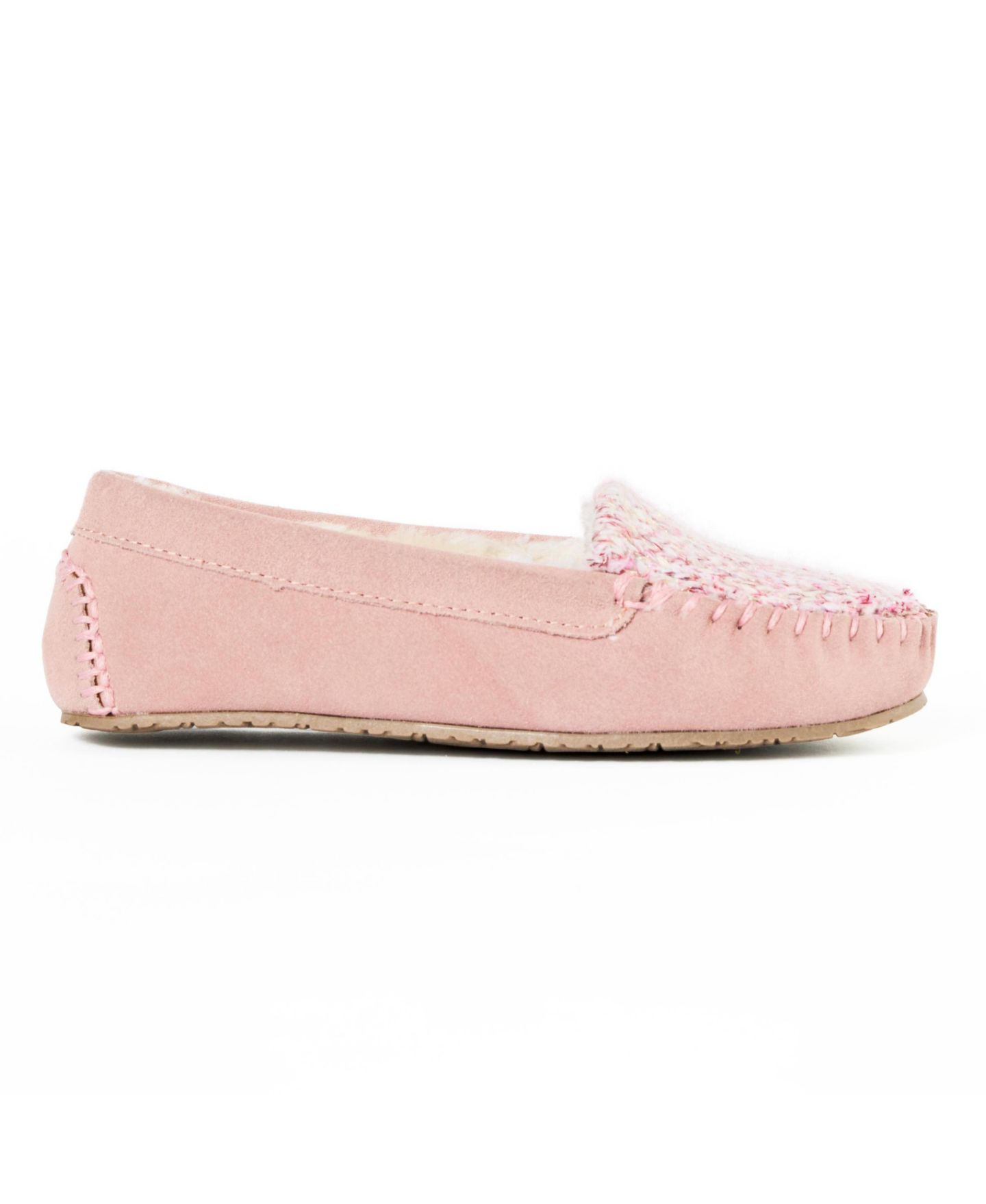 Женские тапочки Minnetonka Cosi Venetian Suede Sparkle Knit Slippers, цвет: Розовый — фото 6