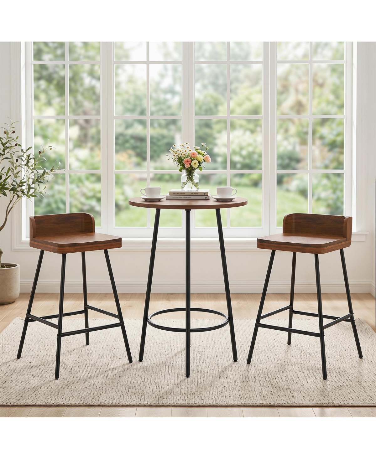 Gymax 4piece 24'' Counter Height Bar Stool w/Low Back Metal Legs Footrest for Kitchen