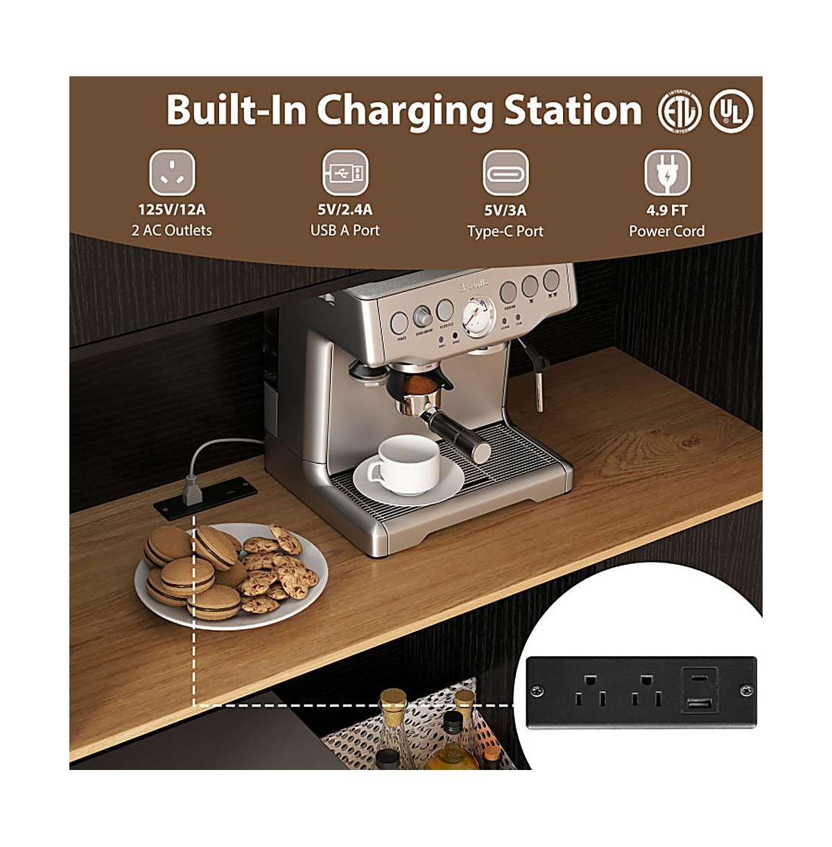 Sugift 71 Inch Tall Kitchen Pantry Storage Cabinet with Charging Station and Microwave Stand