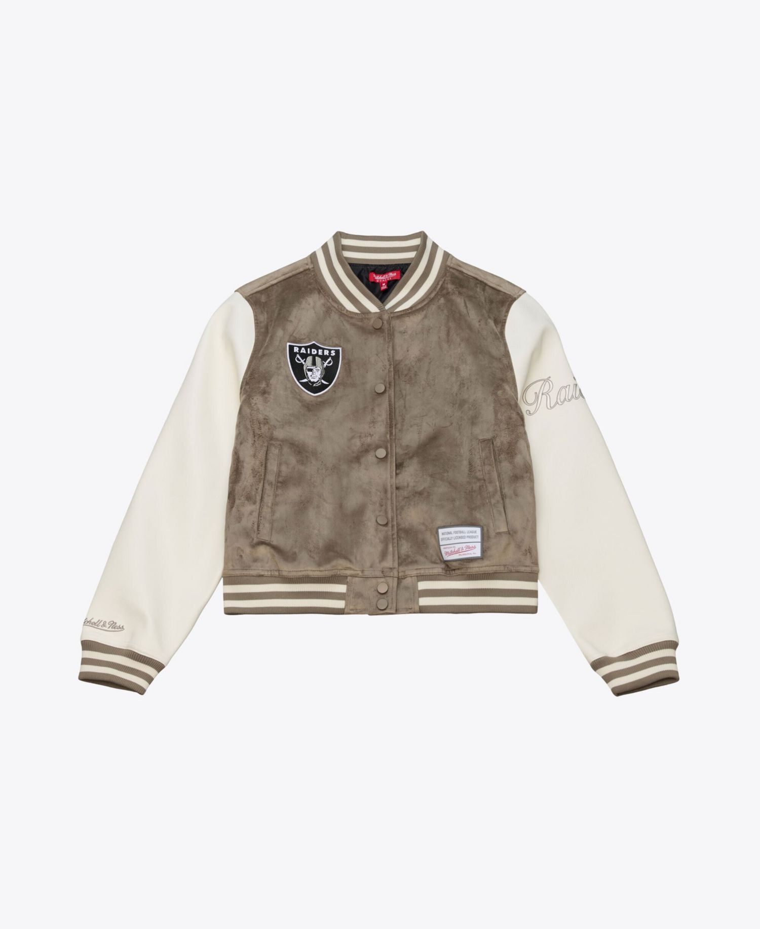 Women's Mitchell Ness Tan Oakland Raiders Full-snap Varsity Jacket