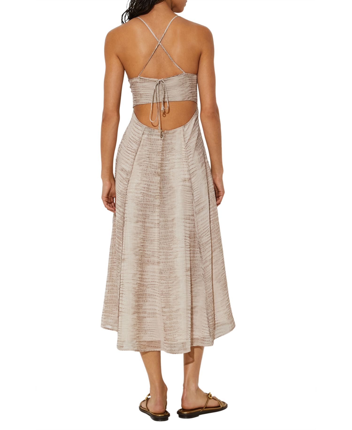 Women's Snake-Print Cut-Out-Back Midi Dress