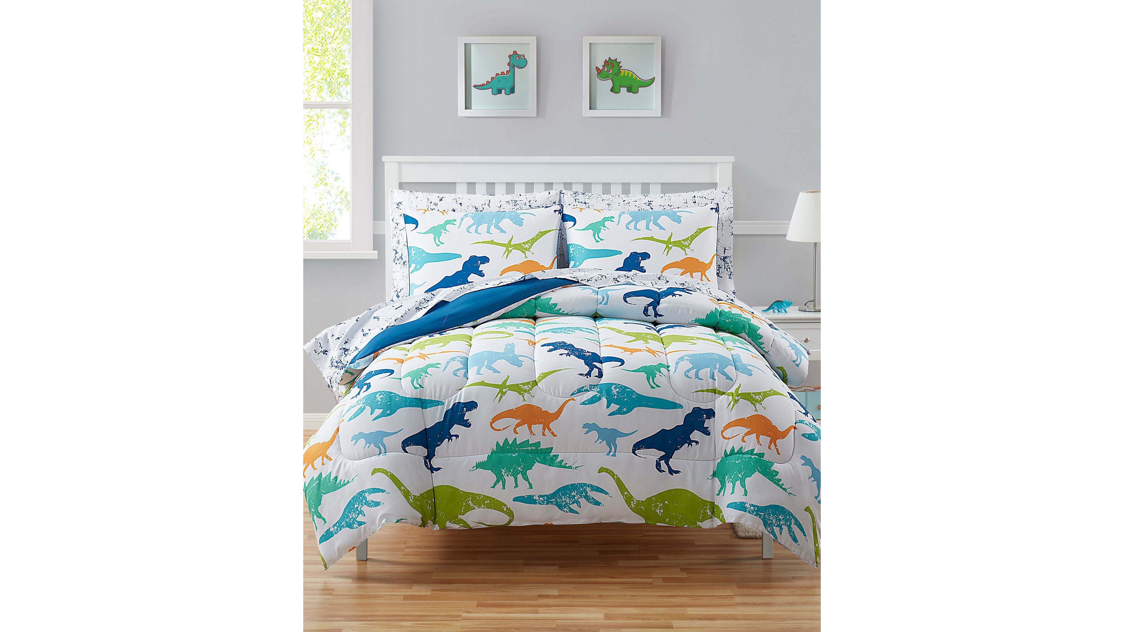 Sweet Home Collection Kids Dinosaur 7-Piece Comforter Set, Full