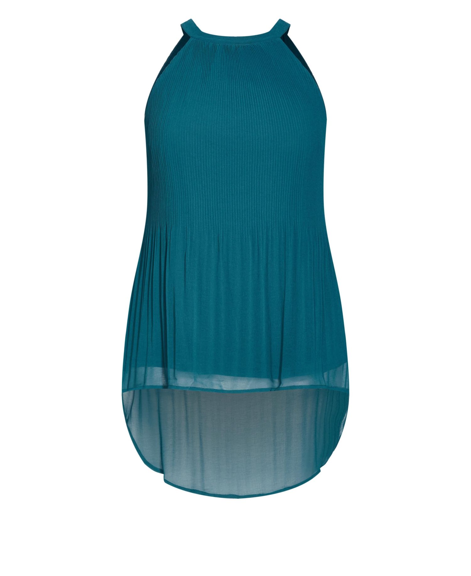 Women's Halter Pleated Hi-Lo Top