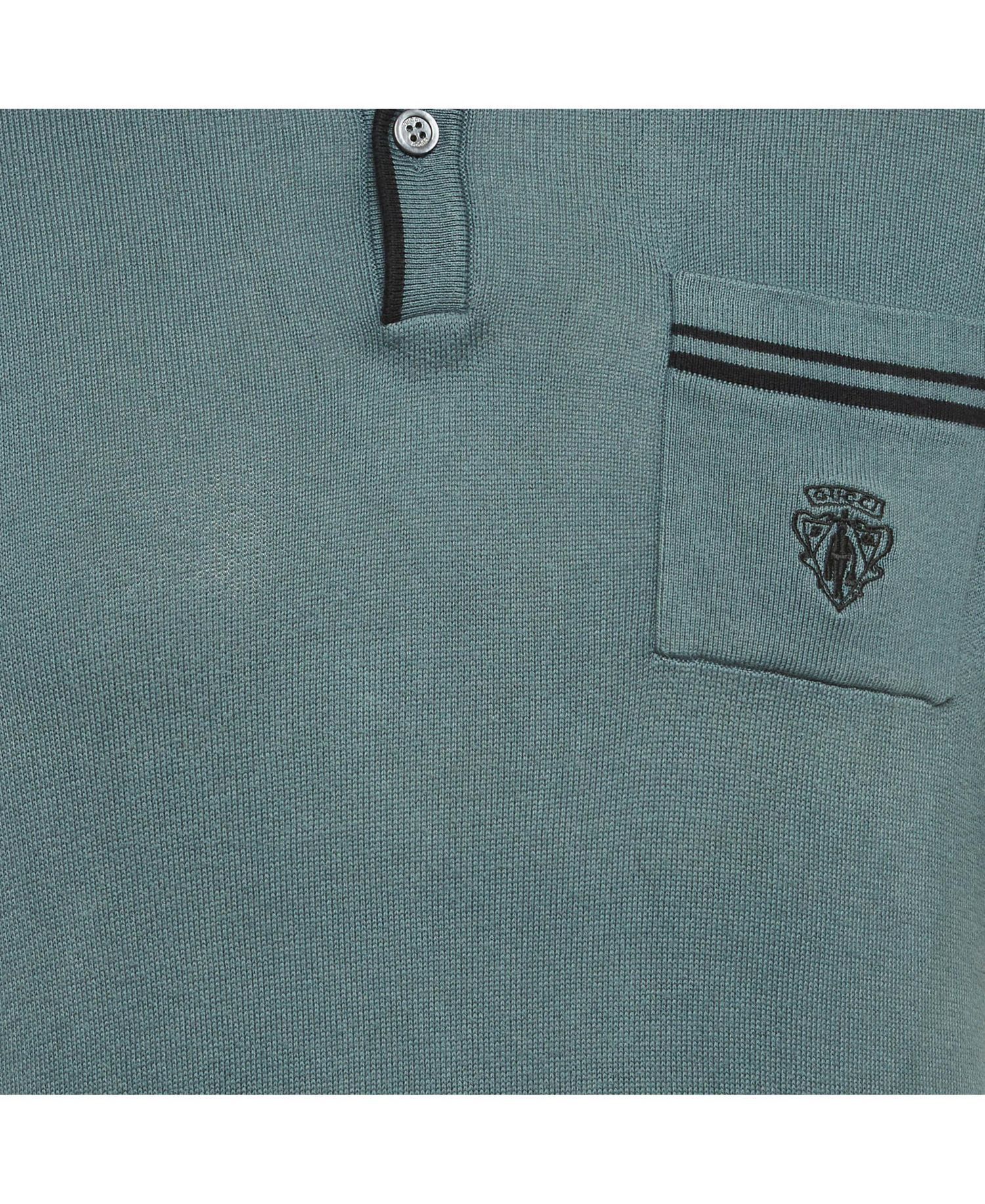 Women's Striped Trim Cotton Knit Polo Shirt