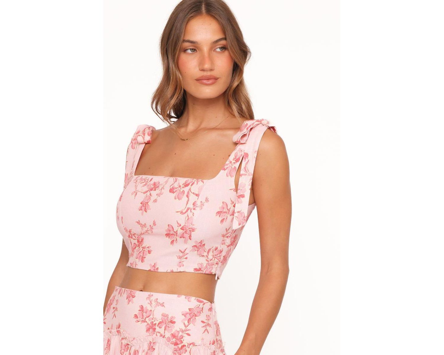 Women's Tyler Tie Shoulder Square Neck Crop Top