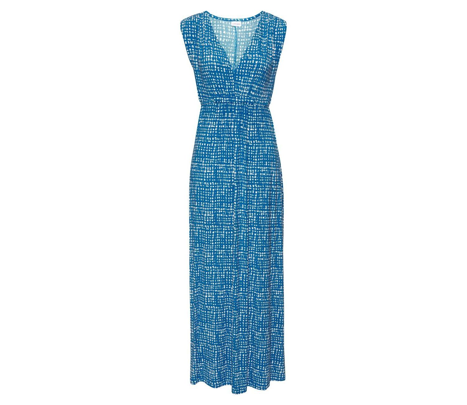 Women's Printed A-Line V-Neck Empire-Waist Maxi Dress