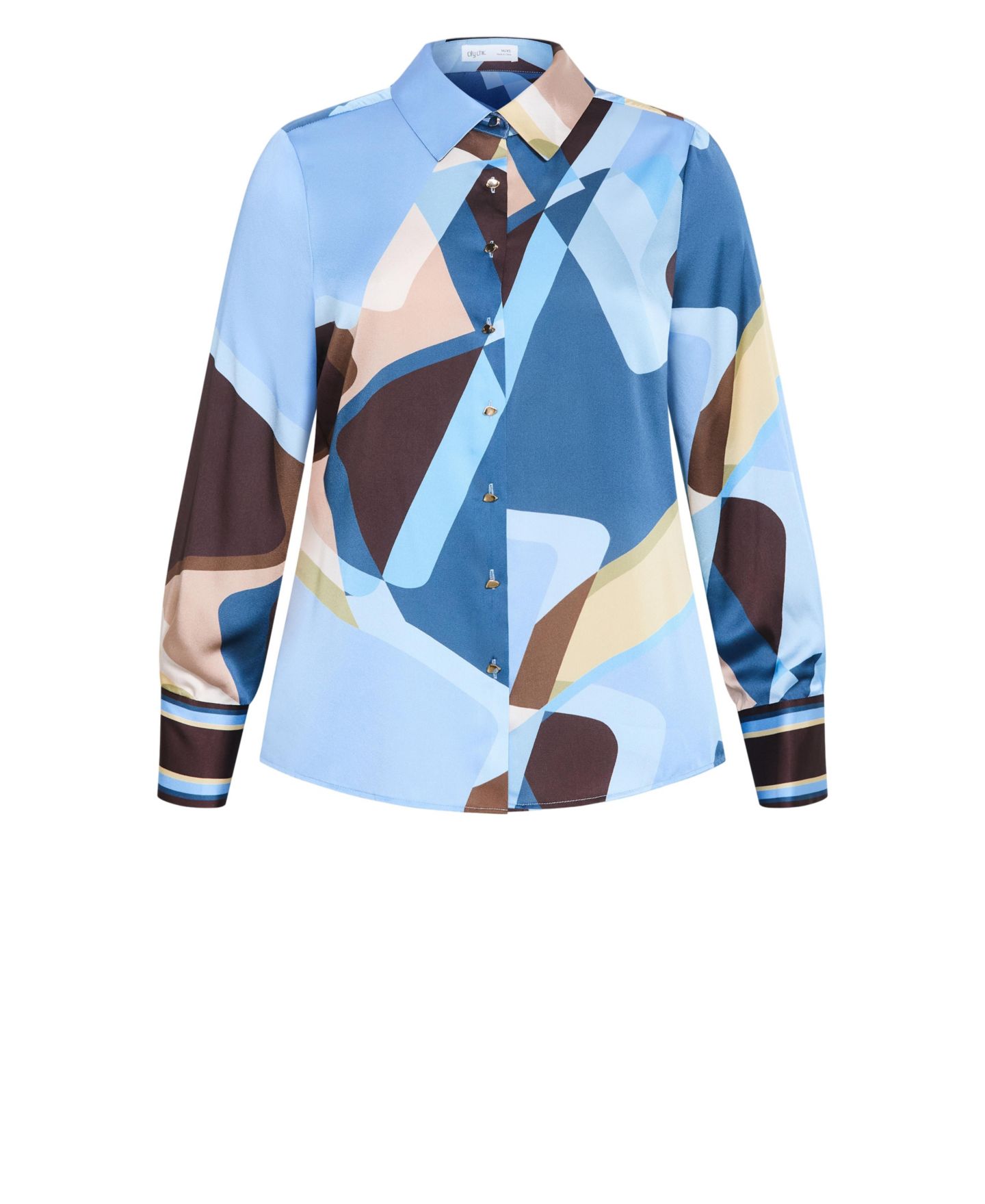 Женская рубашка CITY CHIC Plus Size Amaya Abstract-Print Long-Sleeve Button-Up, цвет: Синий — фото 4