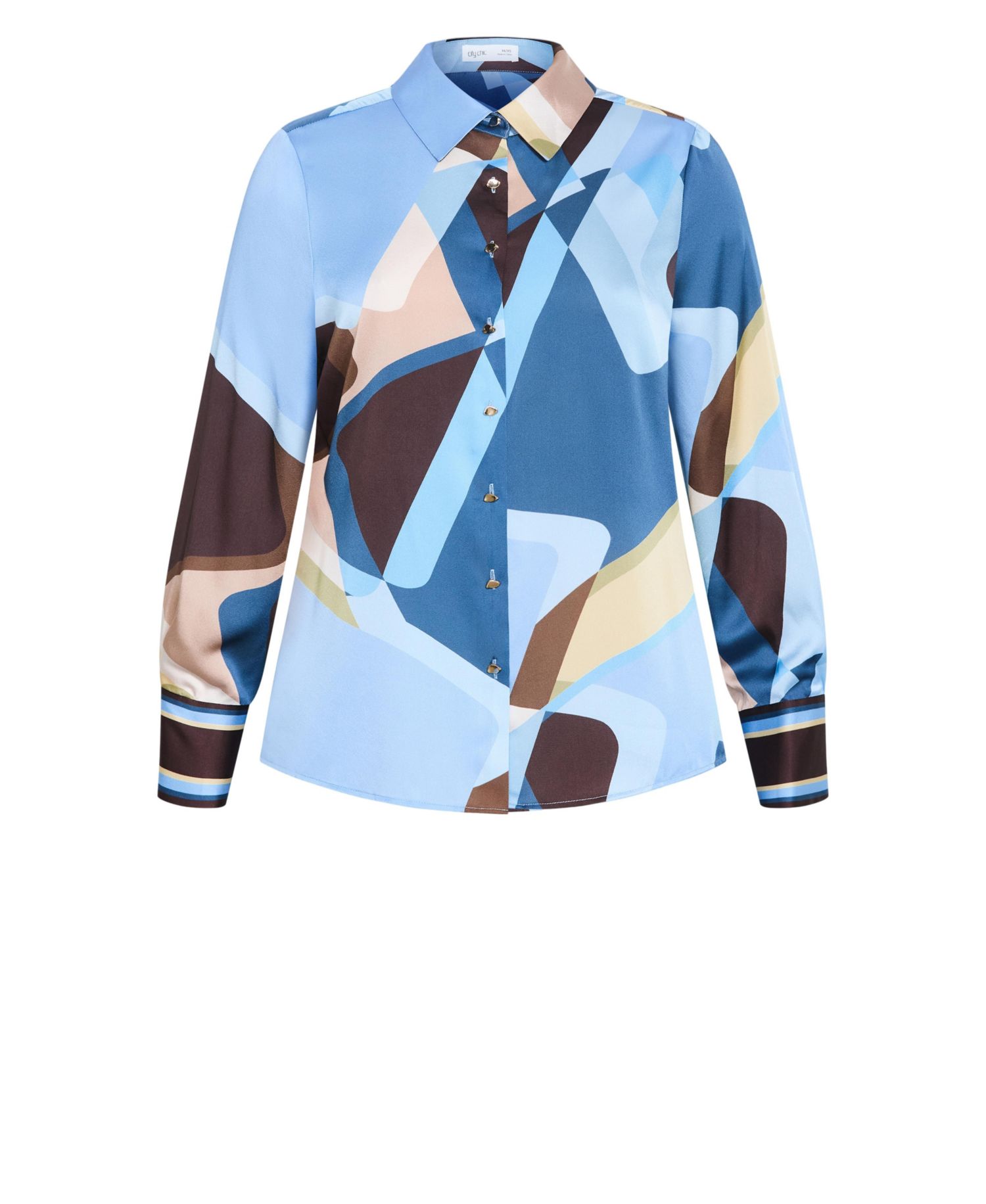 Plus Size Amaya Abstract-Print Long-Sleeve Button-Up Shirt