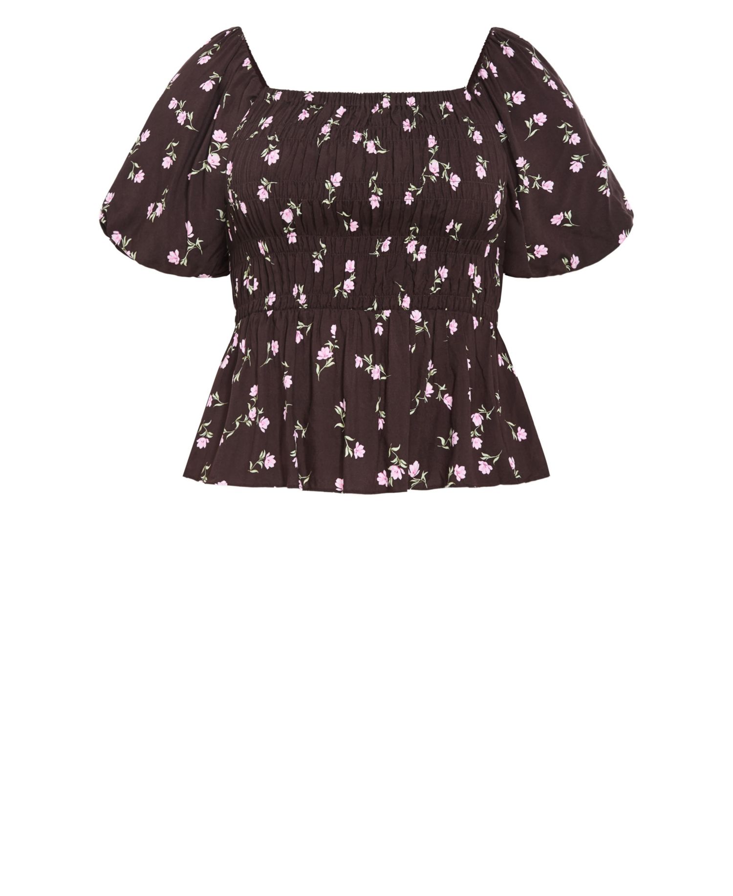 Plus Size Aire Peplum Floral-Print Square-Neck Top