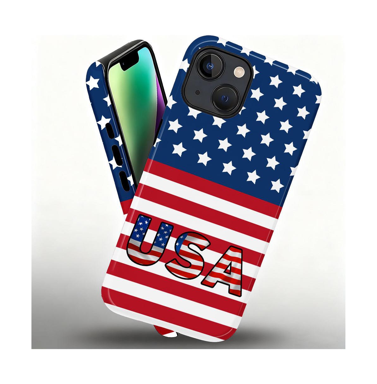 Lisen 2-Layer Usa Flag Phone Case for Apple iPhone 15