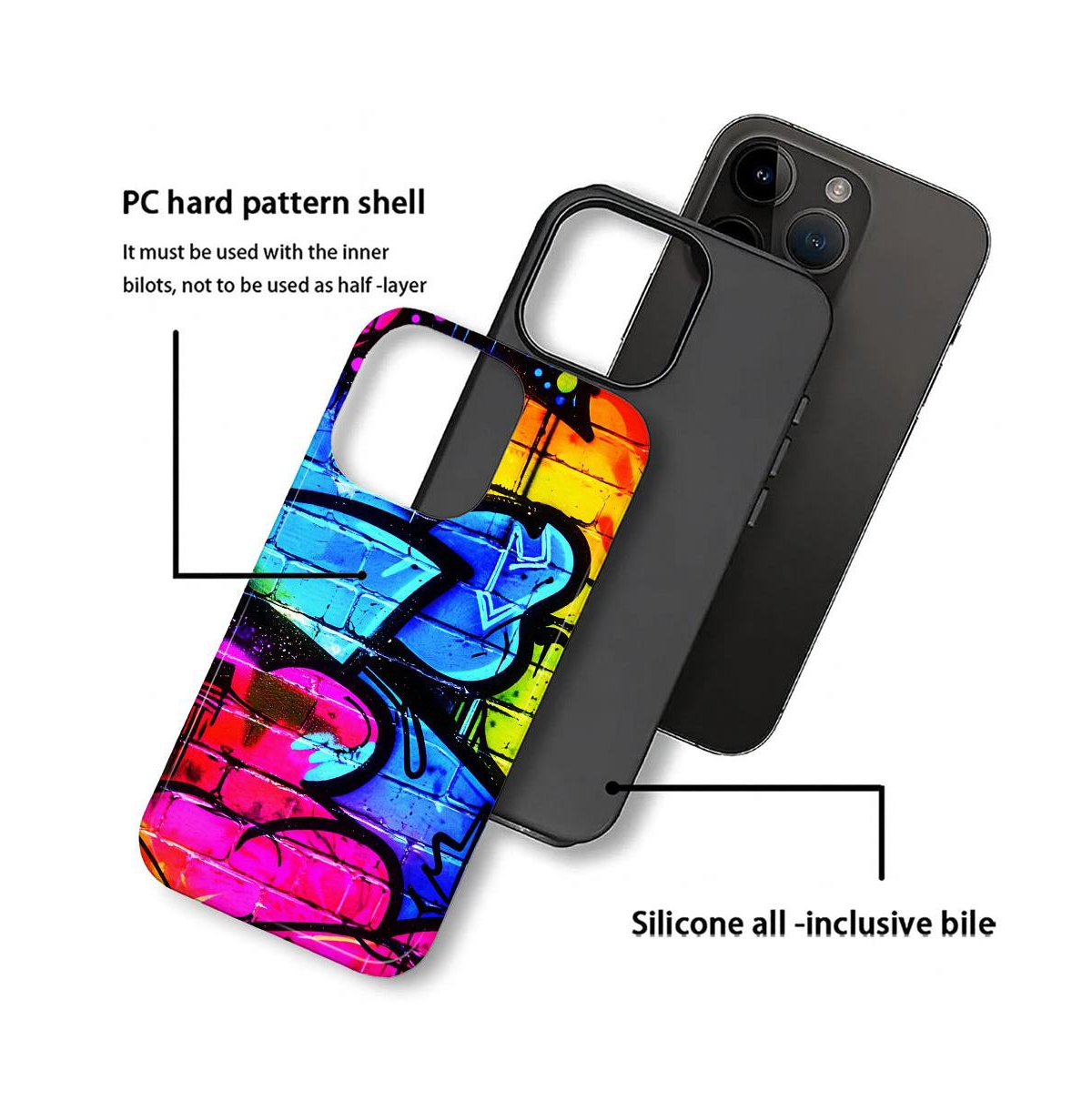 Lisen Graffiti Dreams Dual-Layer Raised Camera Ring Phone Case Compatible Apple iPhone 15 Pro Max