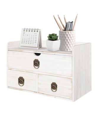Wood Drawer Desk Organizer Rustic Desktop Storage For Home Office