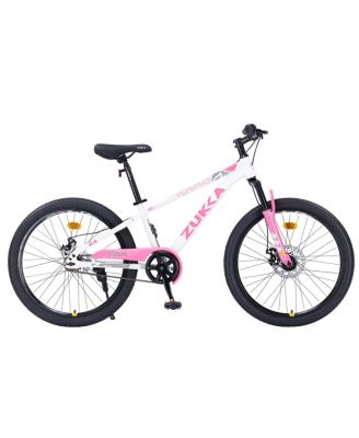 Mountain Bike 24 Inch Front Suspension Fork Double Disc Brakes, 220 lbs, Ages 9-12