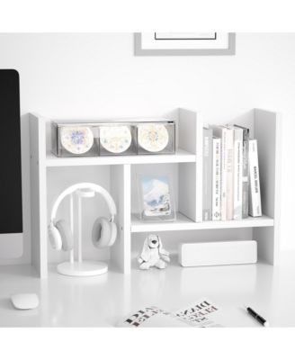 Adjustable Double H Desktop Organizer Multi Functional Storage Shelf For Desk