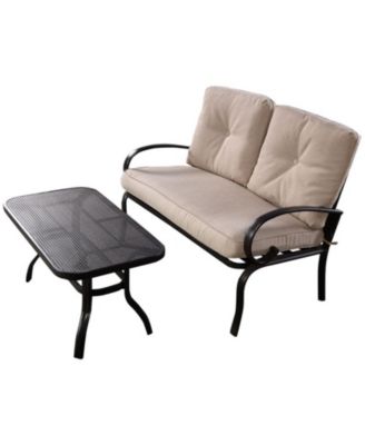 2-Piece Outdoor Cushioned Loveseat and Coffee Table Set