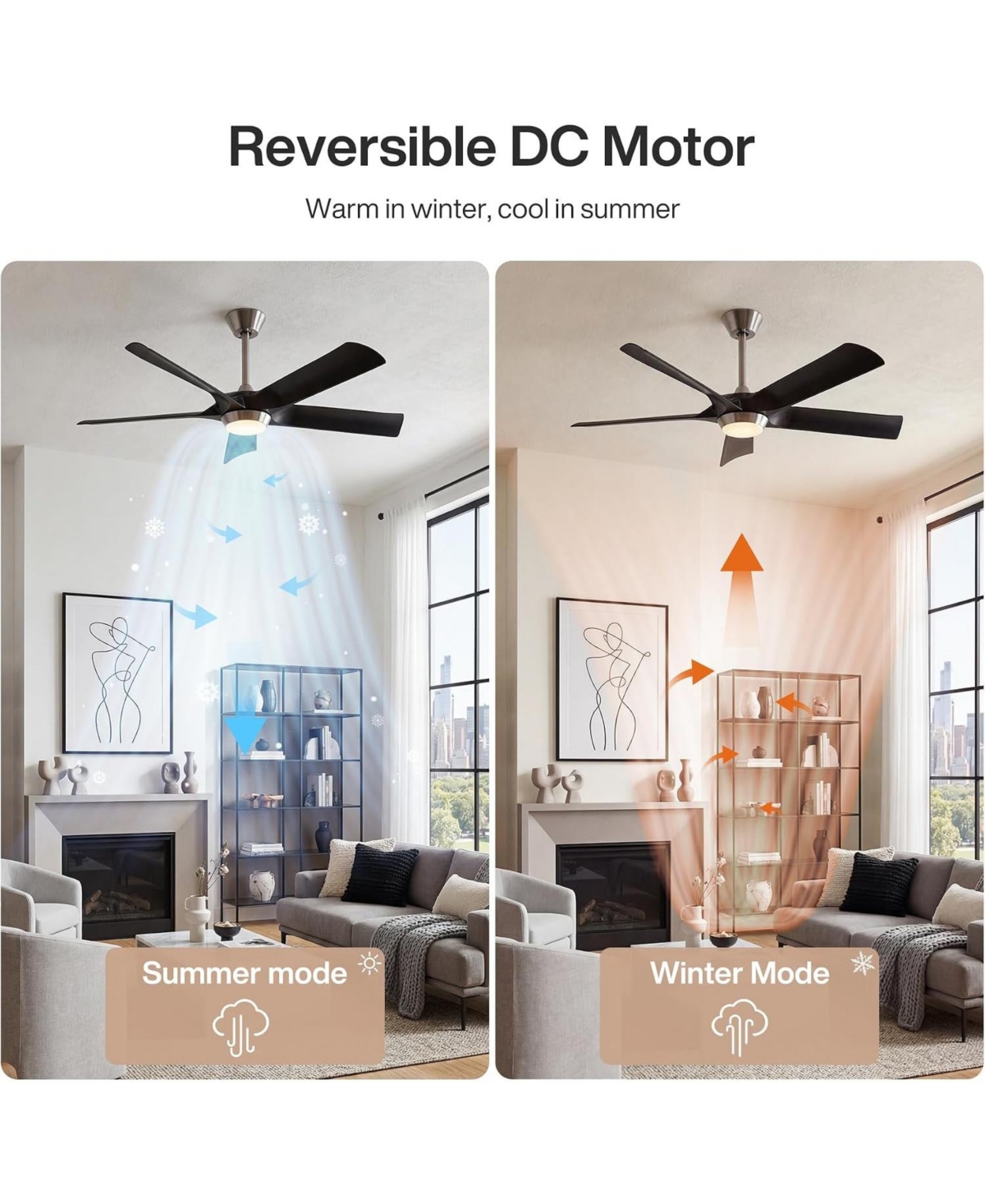 Tribesigns 52" Modern Ceiling Fan with Light Remote Control, Dimmable Led Reversible Fan Light