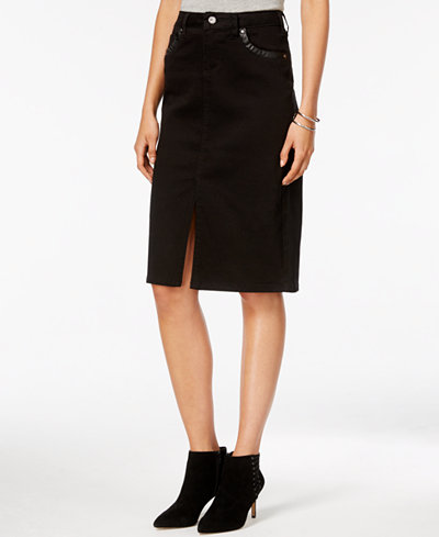 Earl Jeans, A Macy's Exclusive Style Faux-Leather-Trim Pencil Skirt
