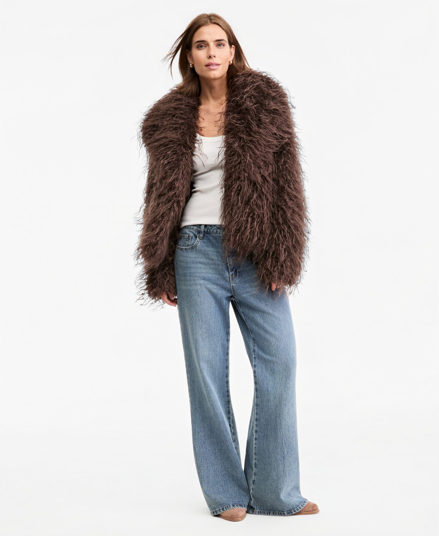Женская куртка And Now This Fringe Faux Fur, цвет: Коричневый — фото 2
