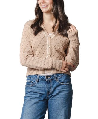 Women's V-Neck Long-Sleeve Button-Front Cardigan