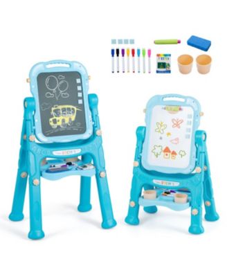 4-in-1 Kids Art Easel with Adjustable Height and Magnetic Board