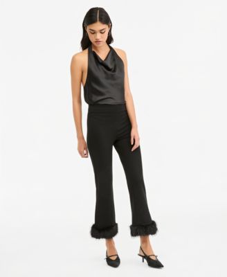 Women's Cropped Faux Fur-Trim Capris
