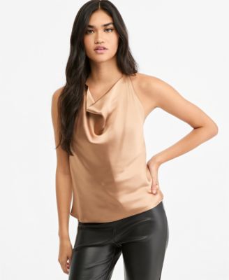 Women's Satin Halter Open-Back Top