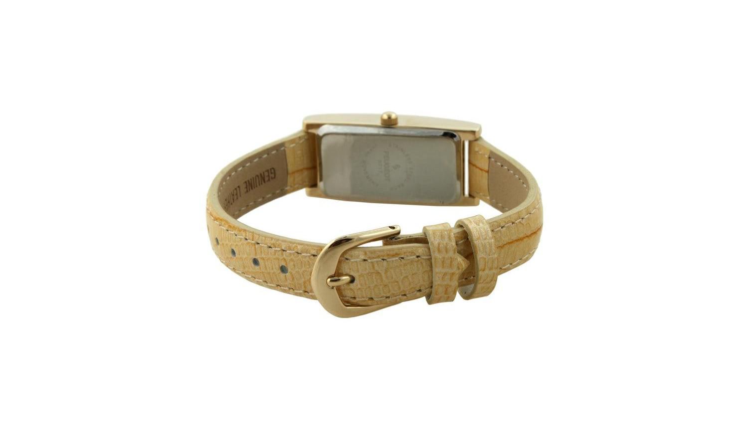 Women 35x18mm Rectangular Watch Glossy Tan Leather Strap