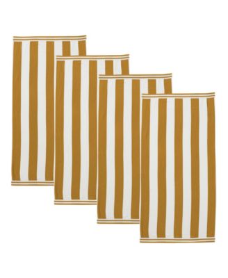  Velour Cabana Stripe Cotton 4-Pieces. Beach Towel Set, 30" x 60"