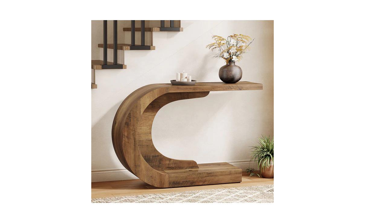 Slickblue Modern C Shaped Console Table for Entryway Hallway and Living Room