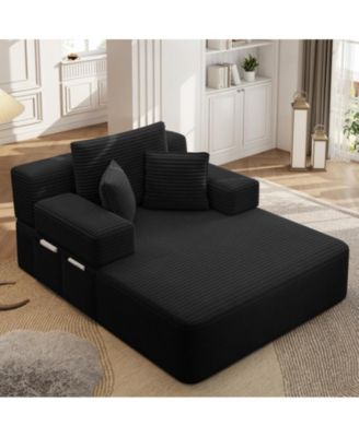Convertible Corduroy Sleeper Sofa with Removable Washable Cover,Side Storage High-Density Sponge,Side Storage for Apartment Home,Small Spaces