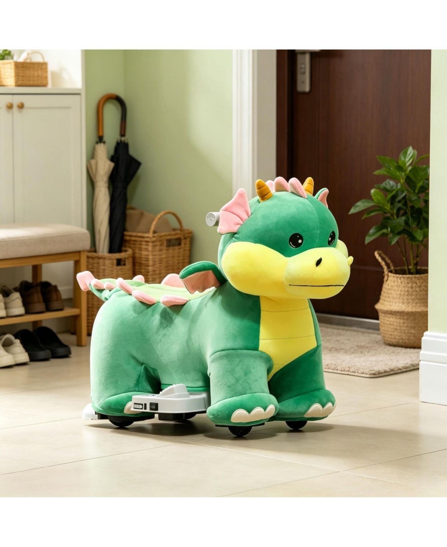 Детская игрушка SEVORLEY 6V Electric Dinosaur Ride-On Toy with Forward Drive and Music, Ages 18-36 Months, цвет: Зелёный — фото 4