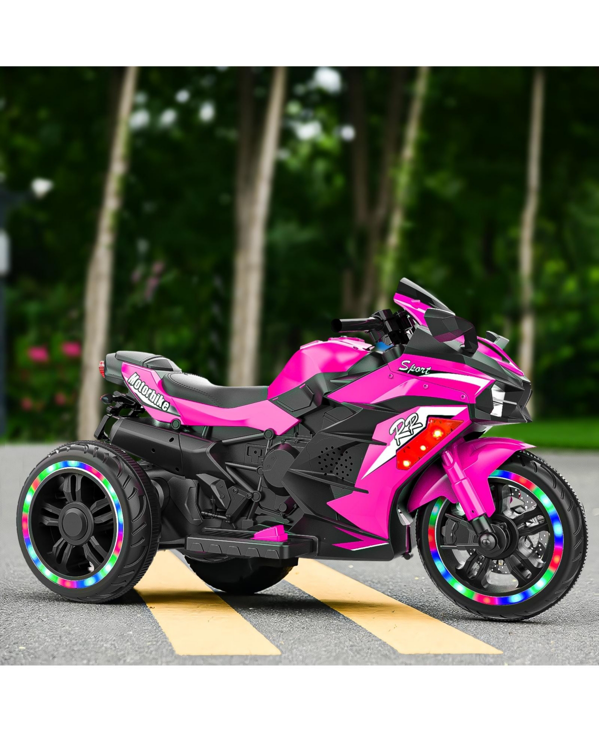 Sevorley 12V Kids Electric Ride-On Motorcycle with Led Lights and Music, Ages 3-6