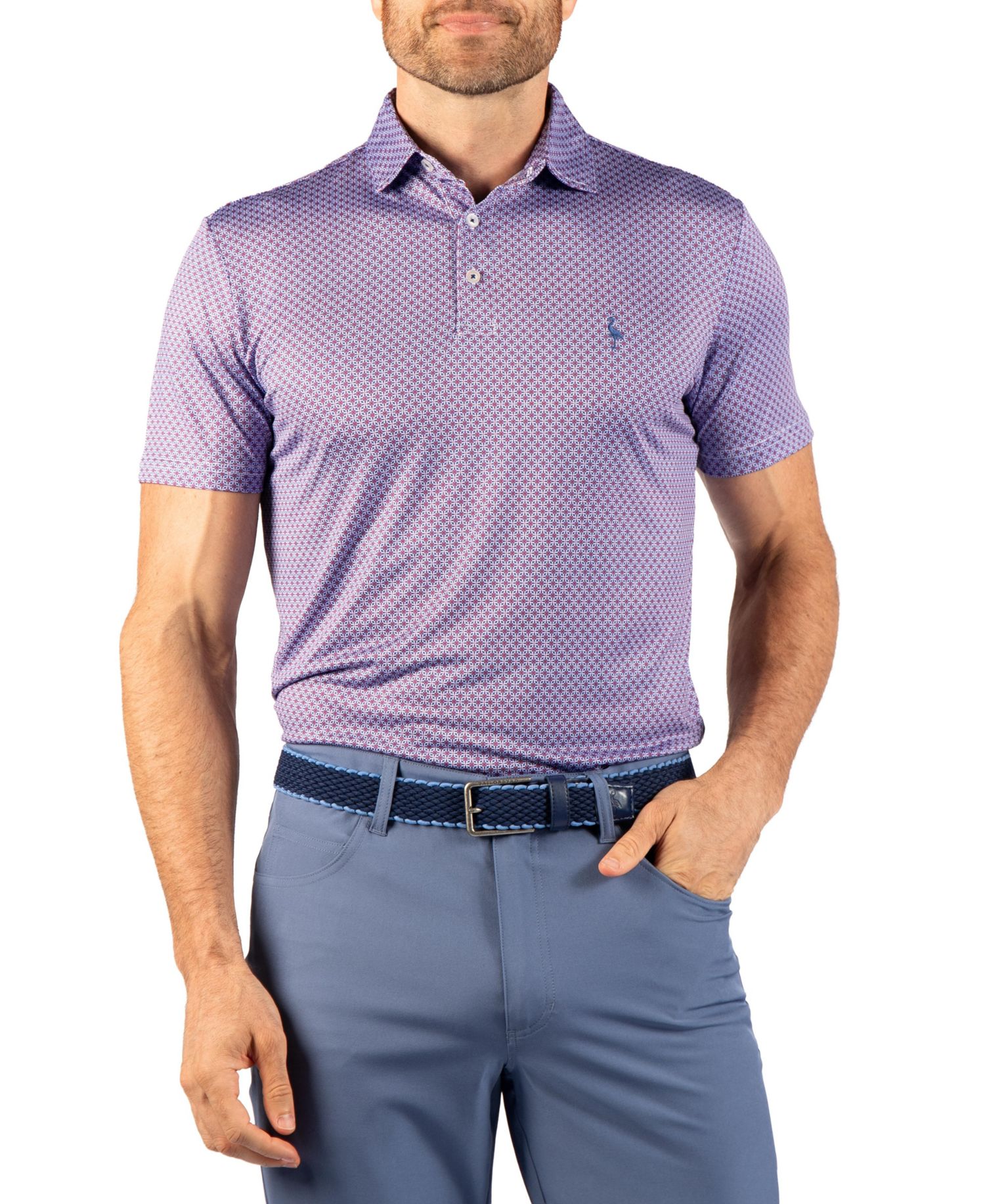 Men's Geo Floral Performance Polo Shirts