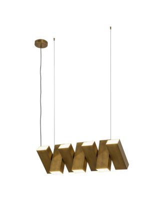 Domino 35-in Vintage Brass Dimmable LED Linear Pendant