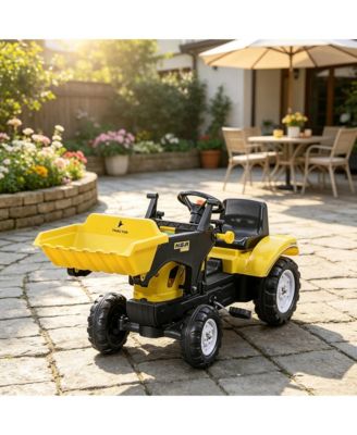 Pedal-Powered Ride-On Excavator with Working Loader Bucket, Ages 3+