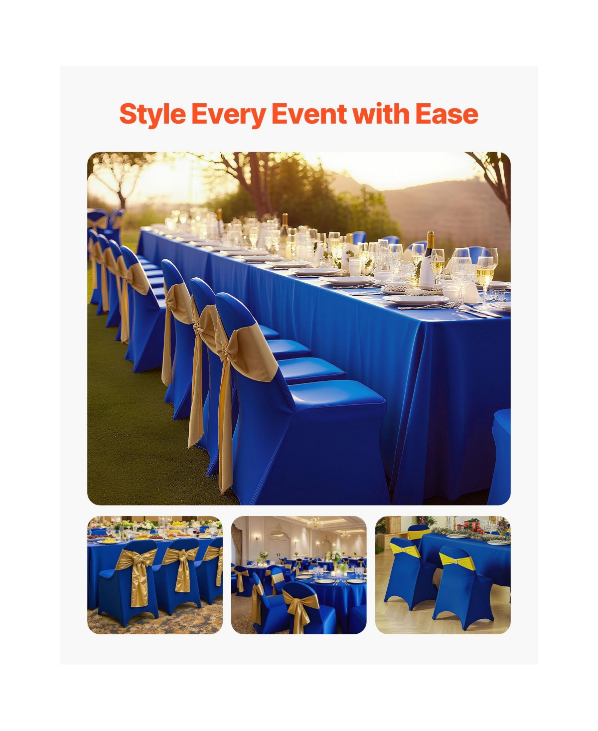 Sugift Stretch Spandex Chair Cover Set of 50 for Dining Banquet and Party Chairs