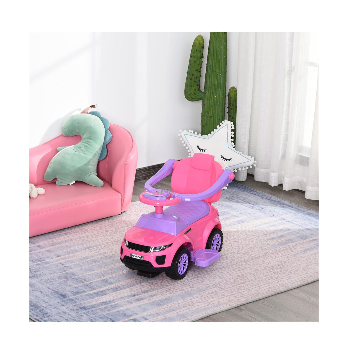Детская игрушка YOBTOP 3-In-1 Ride On Push Car with Steering Wheel, Horn and Music, Metal, 55 lbs. Capacity, Ages 1-3 Years — фото 8