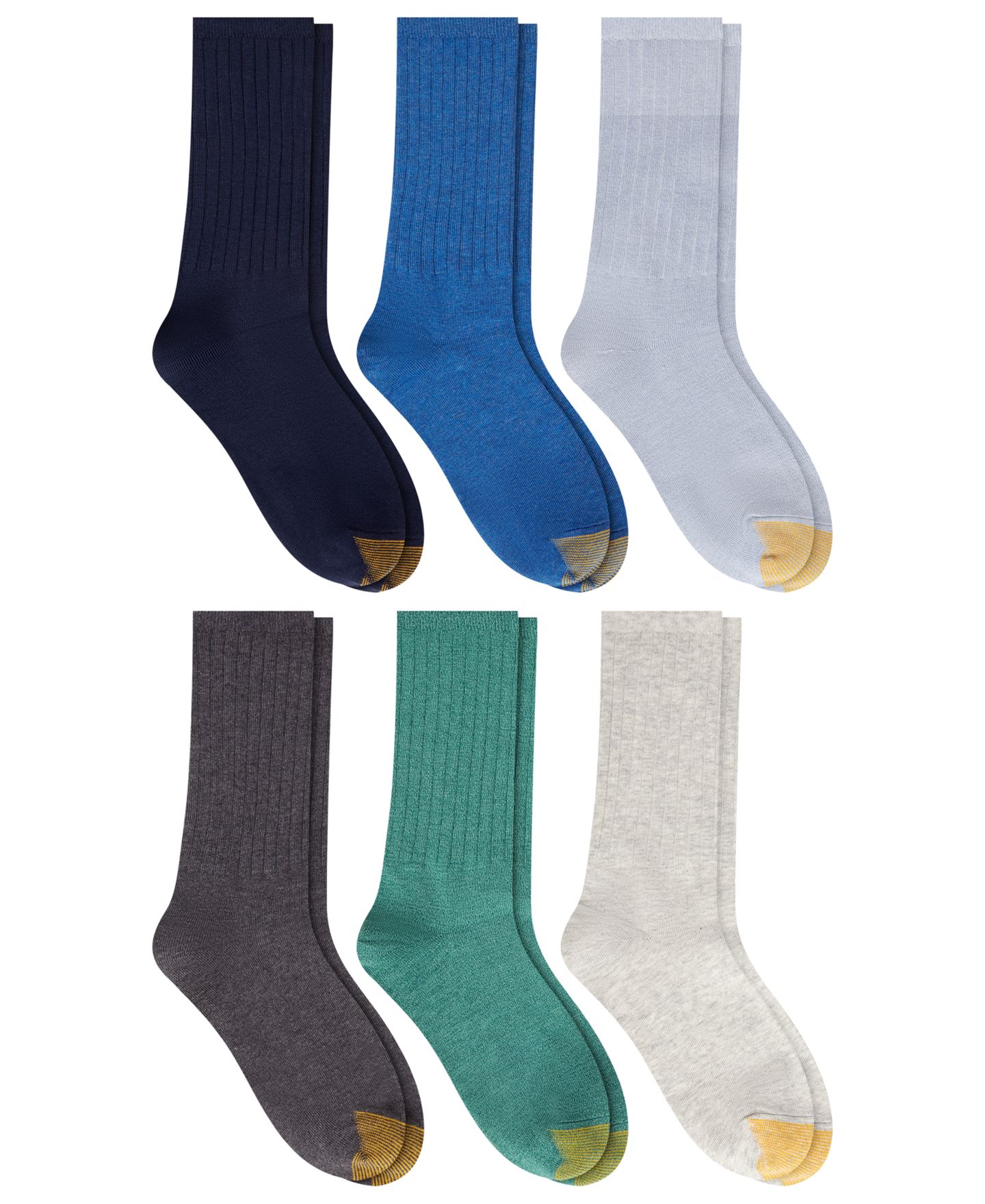 Носки Blend, средней высоты, хлопок, в рубчик, 6 шт. — Gold Toe, цвет: Assortment 9 — фото 3