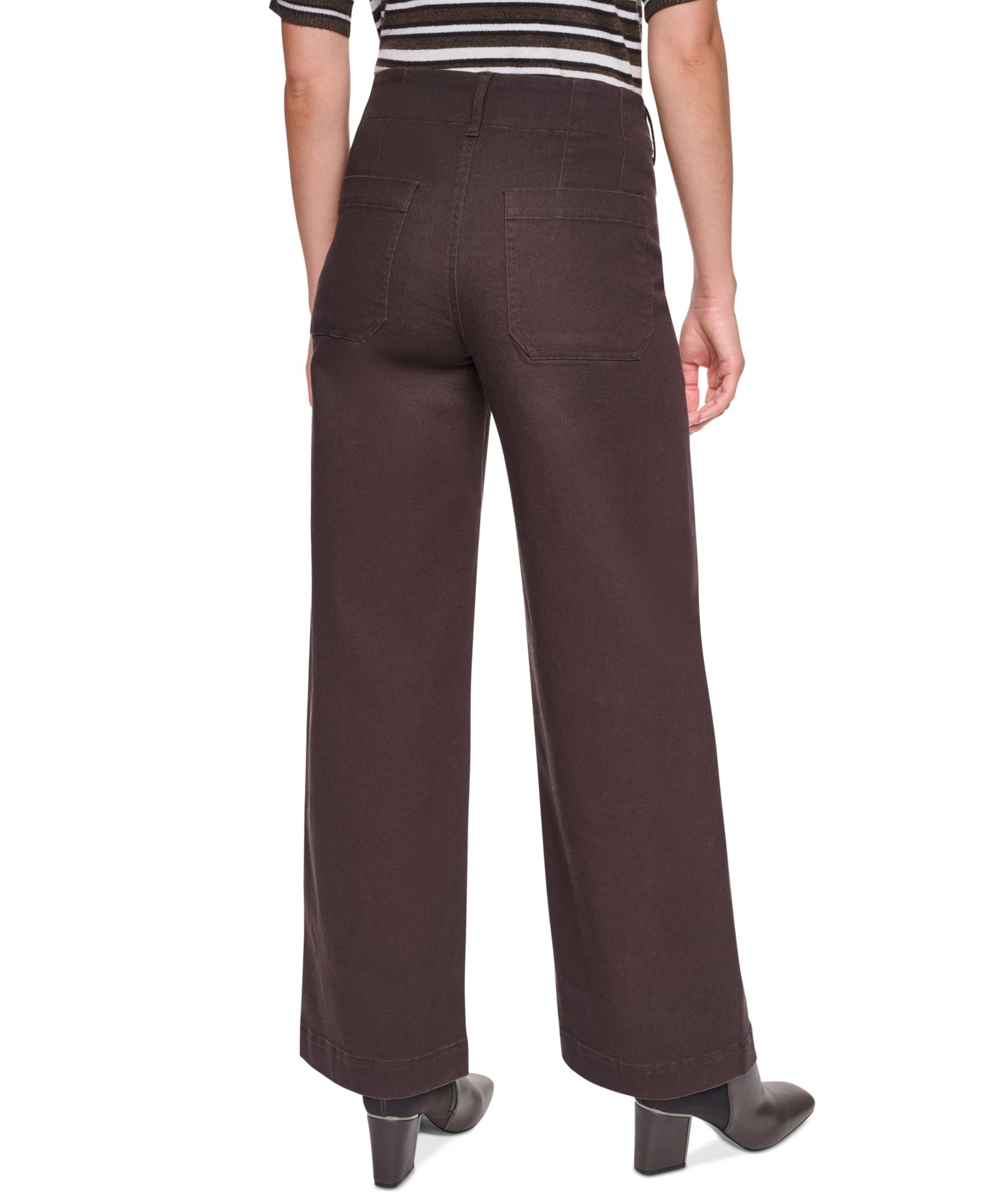 Женские джинсы DKNY Jeans Petite с высокой посадкой, широкие, цвет: Тёмно-коричневый — фото 5