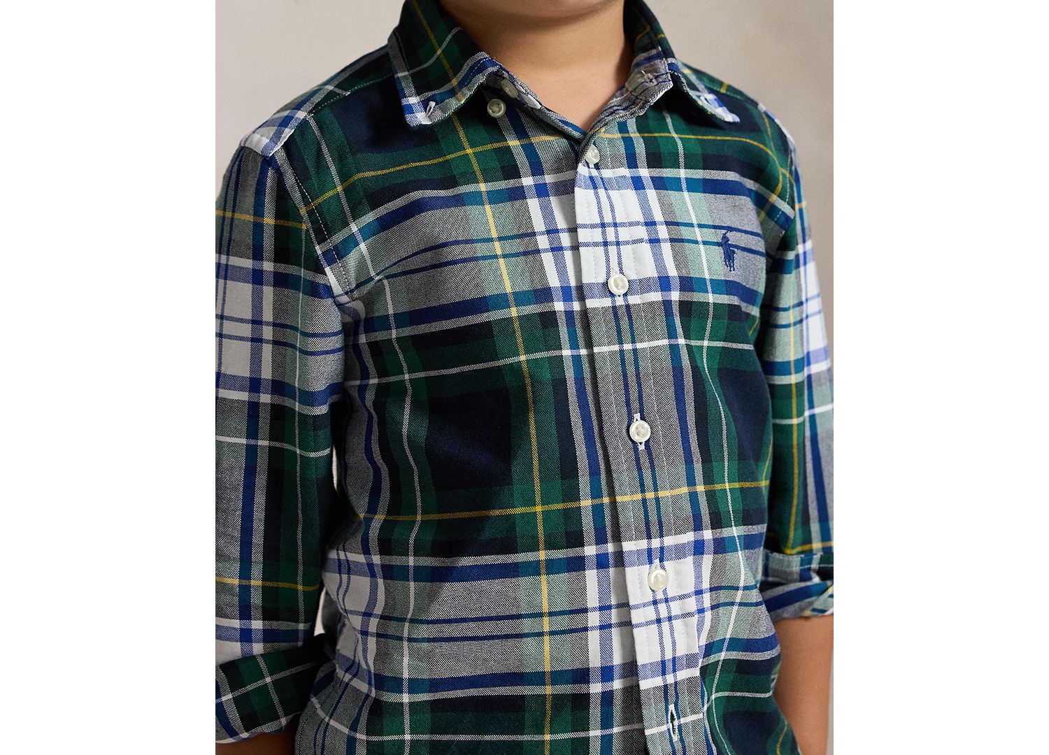 Boys' 2T-7 Plaid Cotton Oxford Shirt