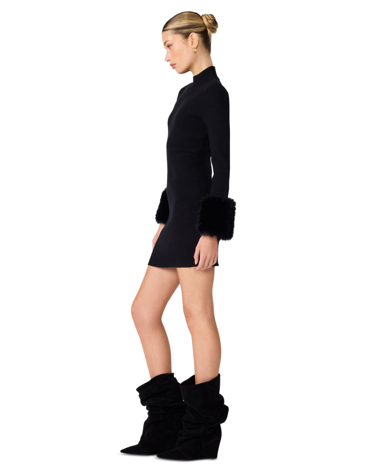 Riello Long-Sleeve Mock Neck Mini Dress