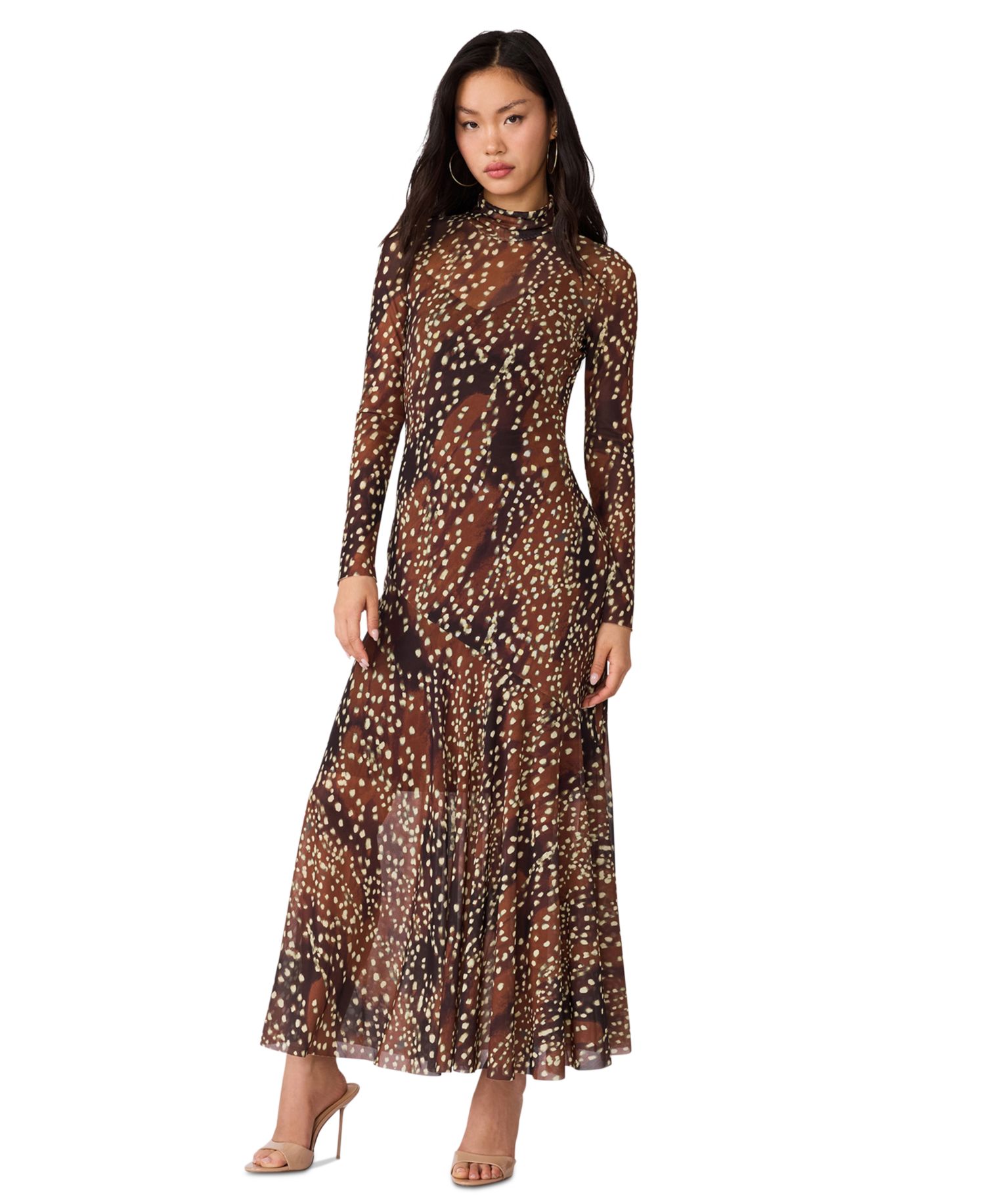 Vivara Mock Neck Long-Sleeve Maxi Dress