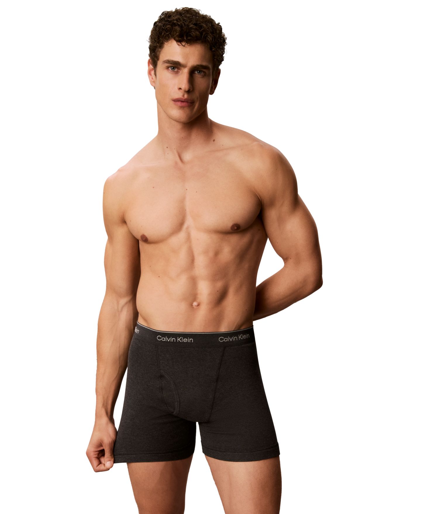 Трусы-боксеры Classic для мужчин, хлопок, 3 шт. — Calvin Klein, цвет: Чёрный / Тёмный фиолетовый — фото 4