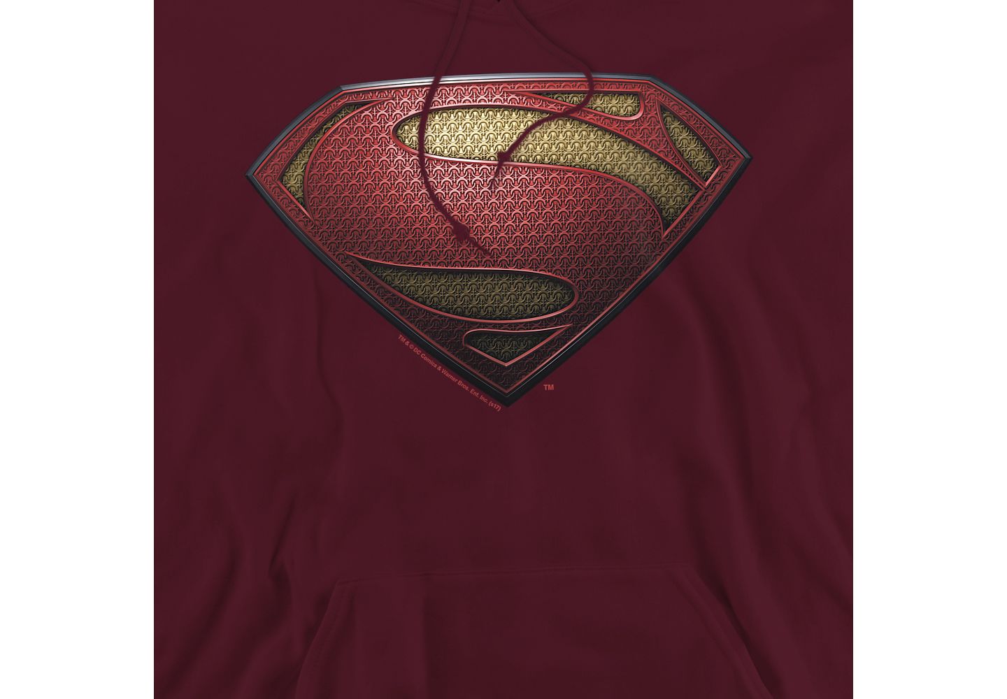 Мужское худи Superman Man Of Steel Mos Shield Pull-Over, цвет: Тёмно-бордовый — фото 2