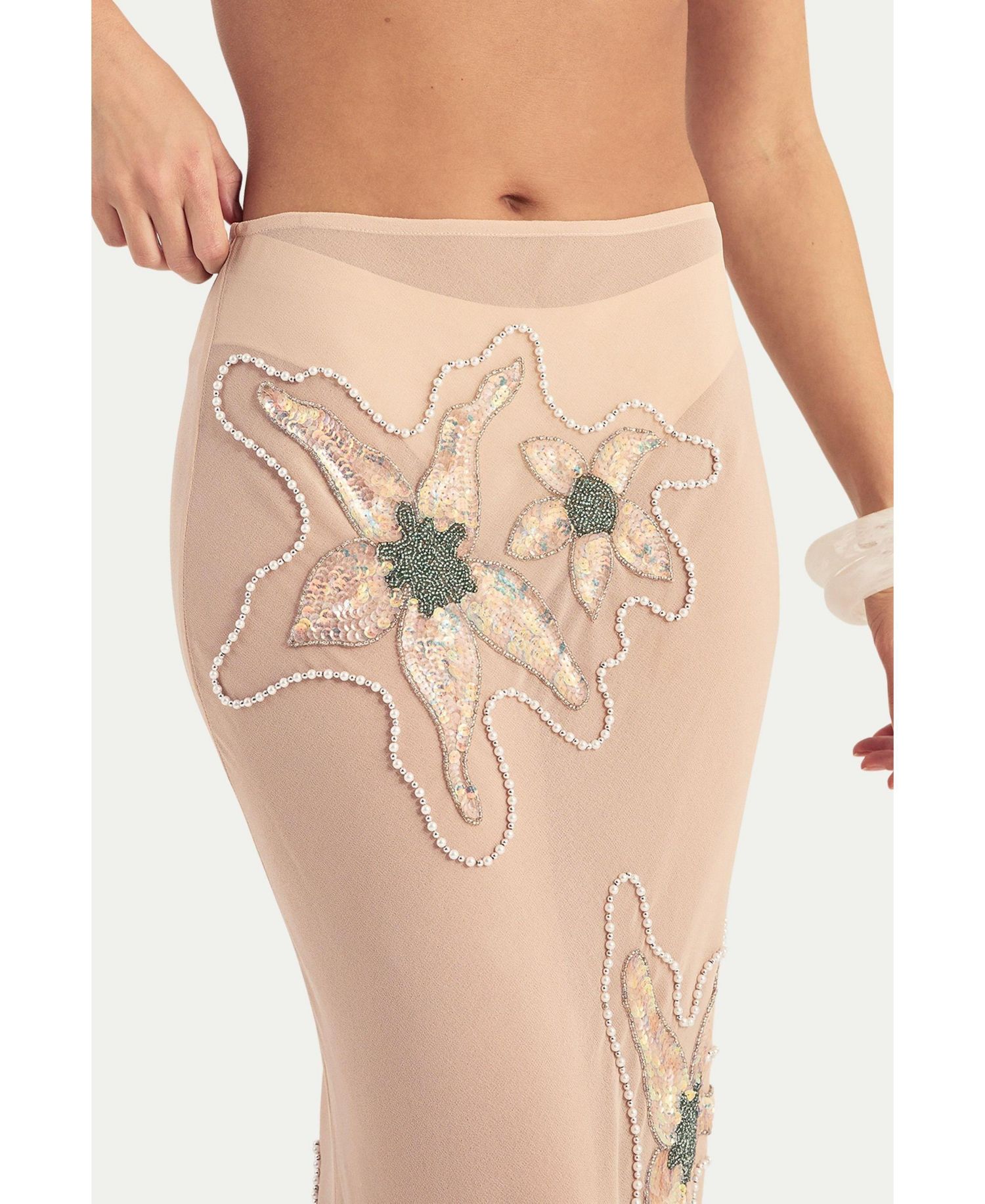 Women's Flower Embellished Maxi Wrap Skirt