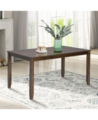 45.5 Inch Rectangular Wooden Dining Table, Solid Wood Frame MDF Veneer 4-Seater Kitchen Table