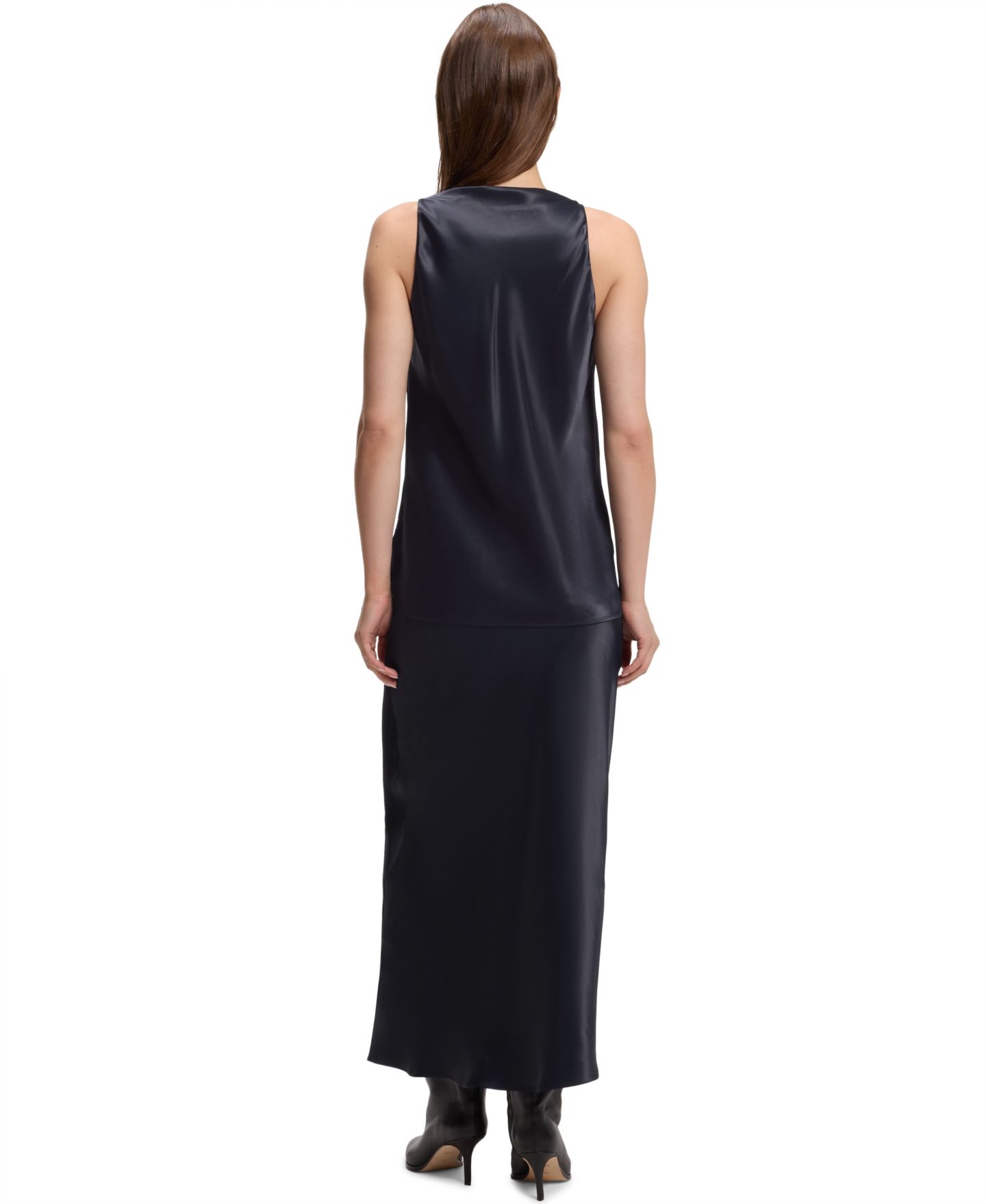 Женская блузка Hugo Boss BOSS by Satin Cowl-Neck Sleeveless, цвет: Тёмный синий — фото 3
