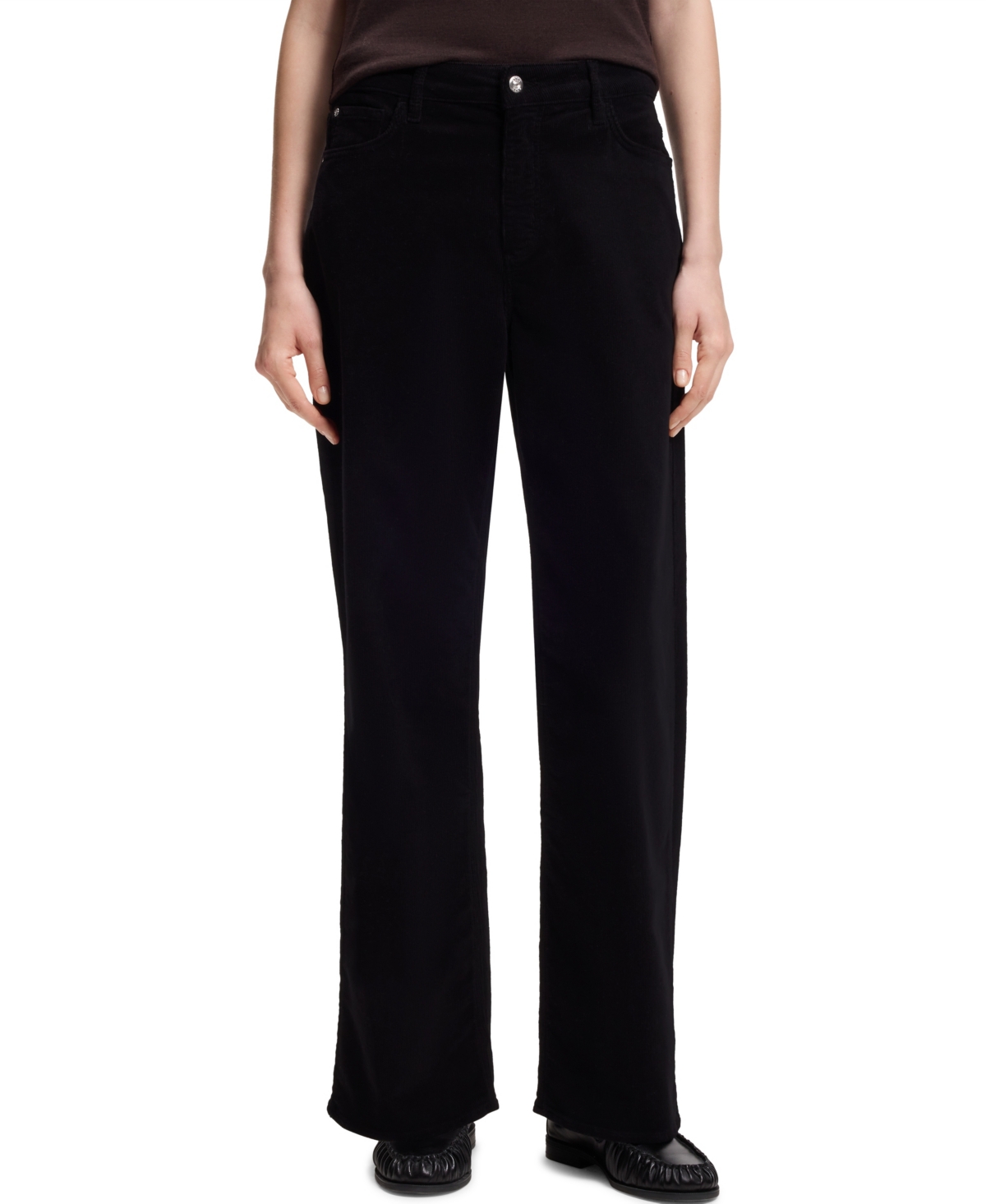 Boss by Hugo Boss Women's Stretch Wide-Leg Corduroy Jeans - Black