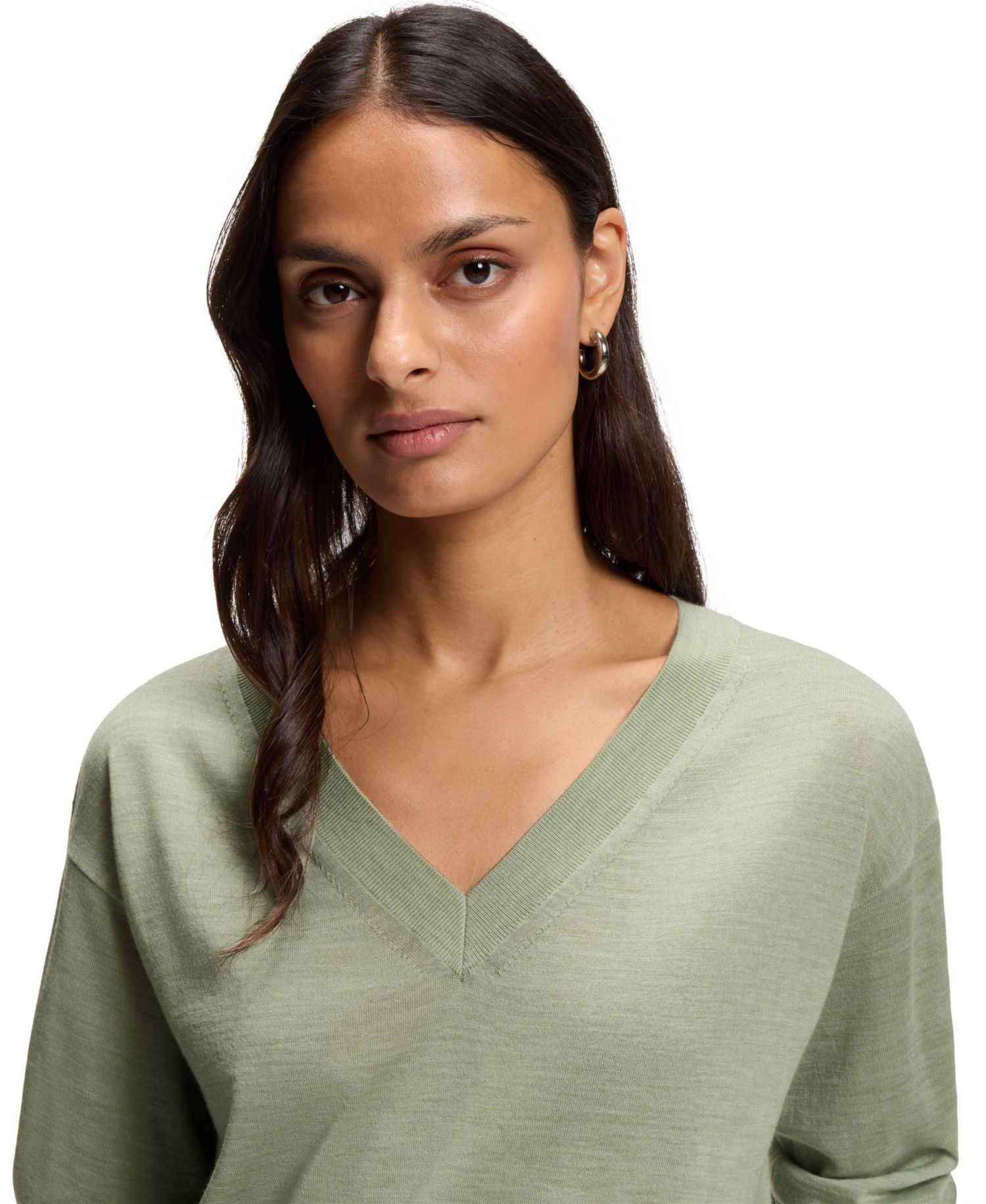 BOSS by Women's Merino Wool Relaxed-Fit Sweater