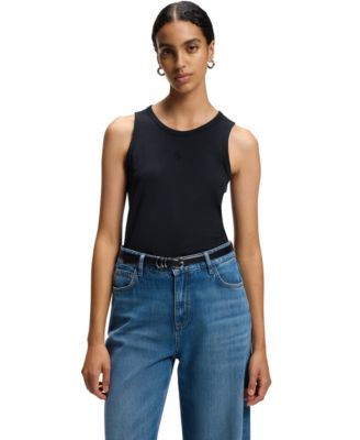 BOSS by Women's Slim-Fit Crewneck Cotton-Modal Blend Tank Top